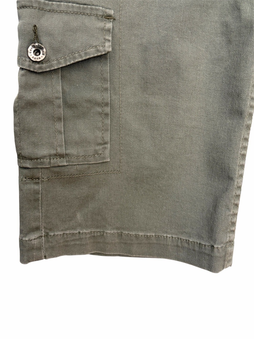 NWT Christopher Blue ZENN Cargo Cropped Pants Size 10 Green Mid Rise RIC Stretch - Picture 3 of 10